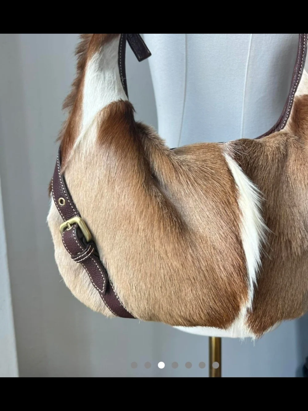 Cream Fur Hobo Bag